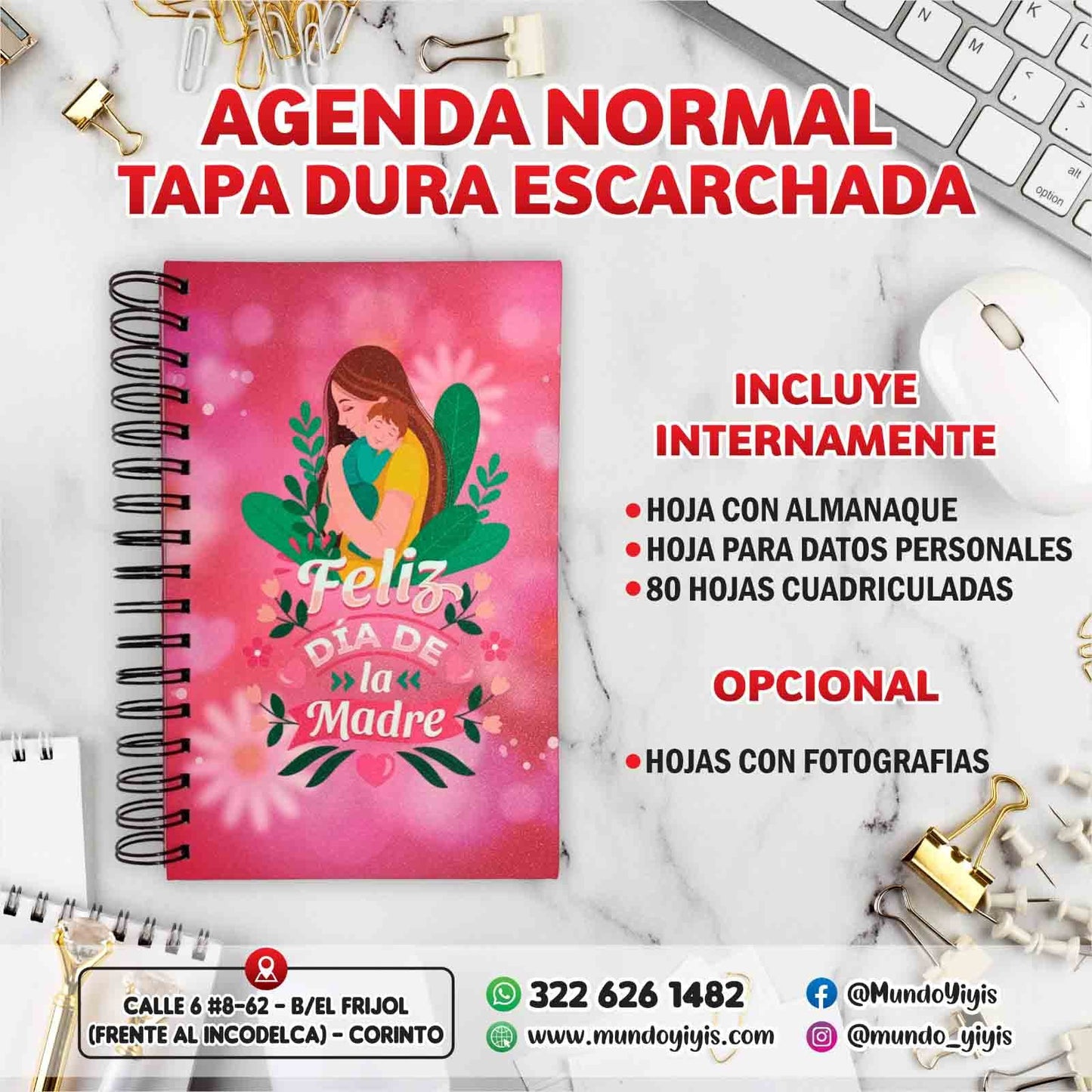 Agenda Personalizada Tapa Dura Escarchada