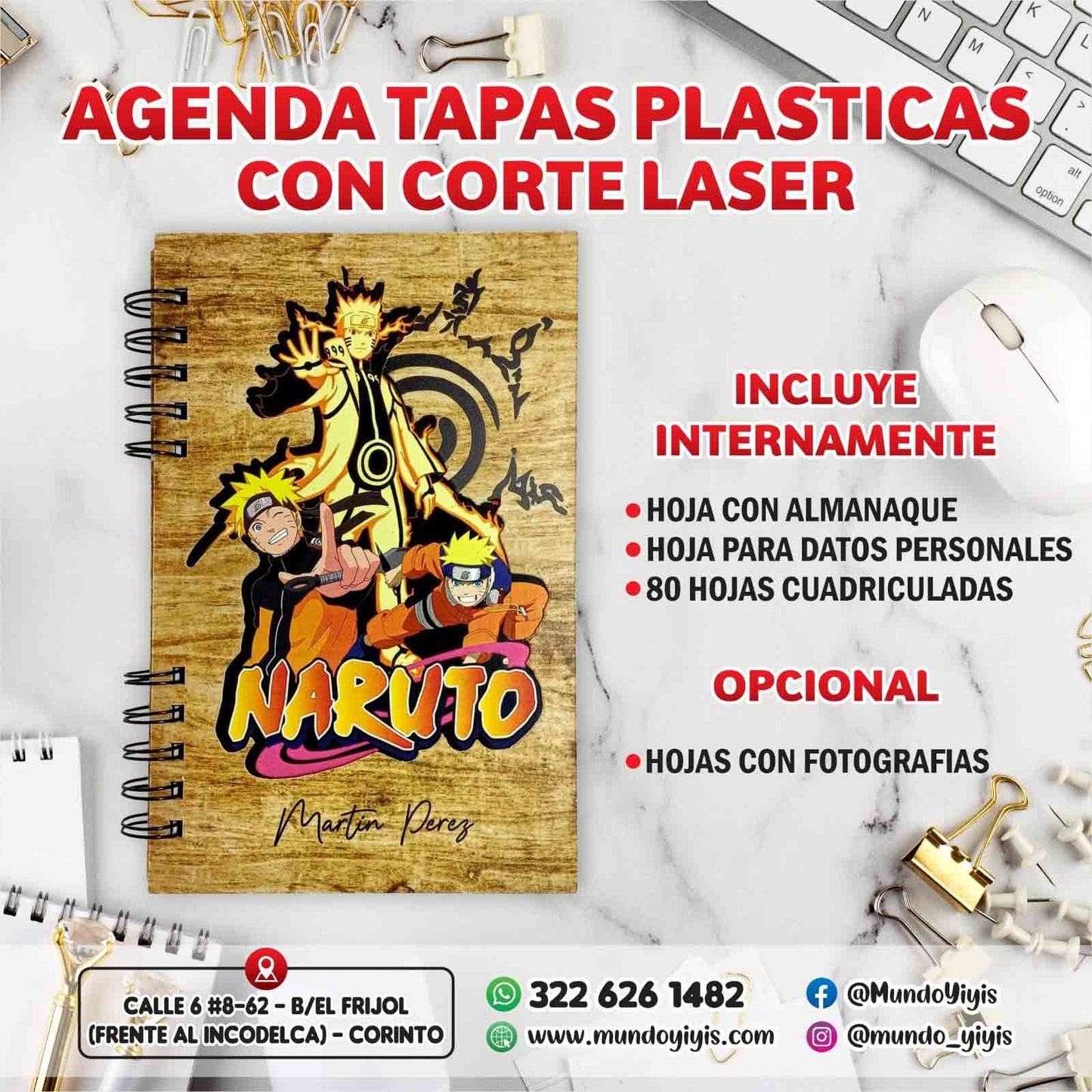 Agenda Personalizada Tapas Plásticas Corte Láser