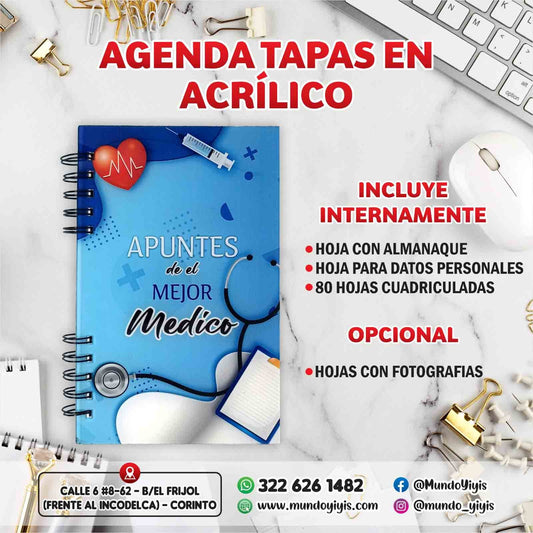 Agenda Personalizada Tapas en Acrílico